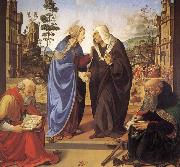 Piero di Cosimo Virgin Marie besokelse with St. Nicholas and St. Antonius painting